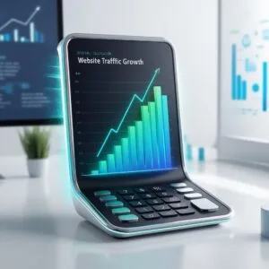 Graphique montrant la projection de croissance du trafic pour un site web sur une période donnée.