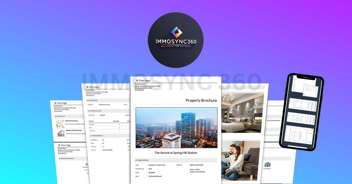 Interface de gestion des investissements ImmoSync 360 montrant le tableau de bord financier et les options de contrat