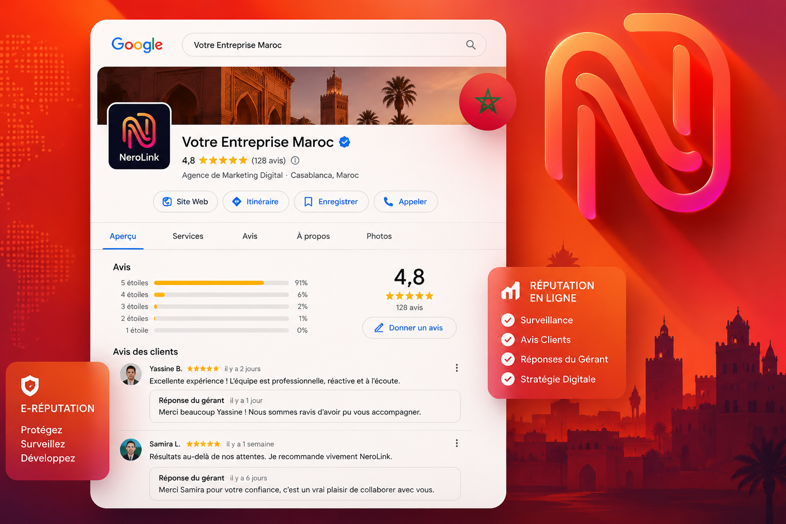 gestion e-réputation et avis Google d'une entreprise au Maroc
