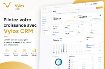 Tableau de bord Vylos CRM affichant revenus et factures en DH pour une PME marocaine