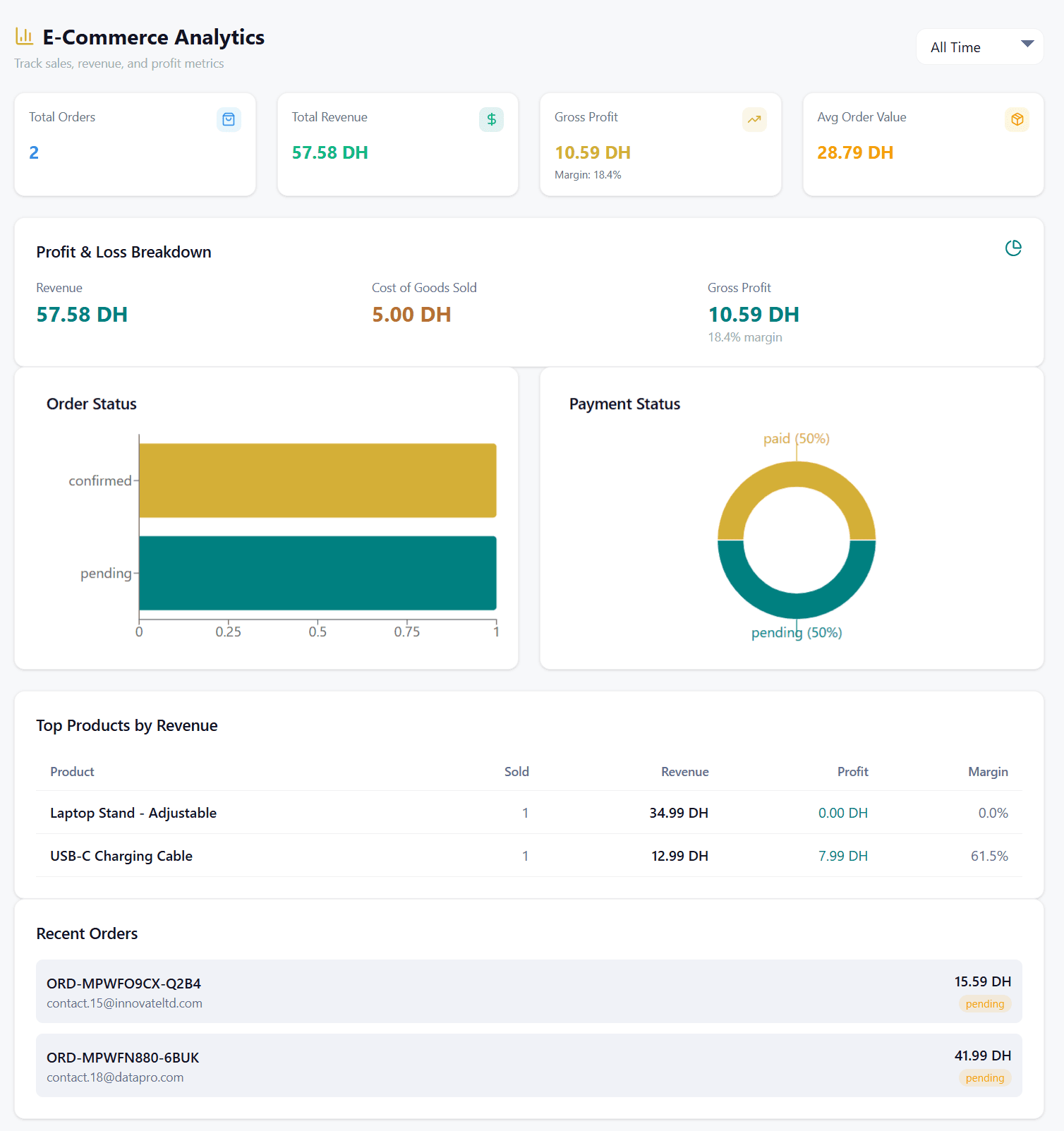 Suivi des paiements et factures en DH dans le CRM Vylos